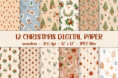 Christmas digital paper / Christmas seamless patterns