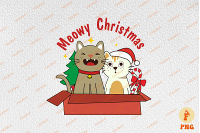 Meowy Christmas Cute Cat Retro Vintage