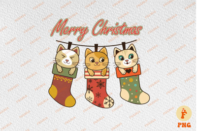 Cute Cats In Socks Merry Christmas Gift