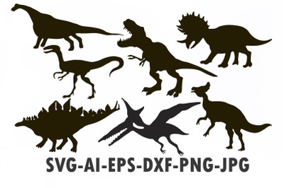 SVG Dinosaurs Set, Dinosaurs silhouette SVG cut files