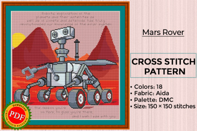 Mars Rover Cross Stitch Pattern | Flight to Mars