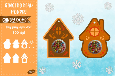 Gingerbread Houses Candy Dome. Christmas Holder SVG
