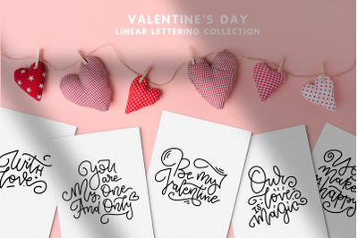 Valentine&#039;s Day Linear Lettering Set