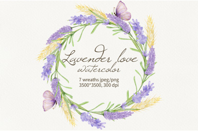 Watercolor Lavender Arrangement wreaths Clipart