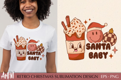 Retro Christmas Sublimation Print | Santa Baby PNG