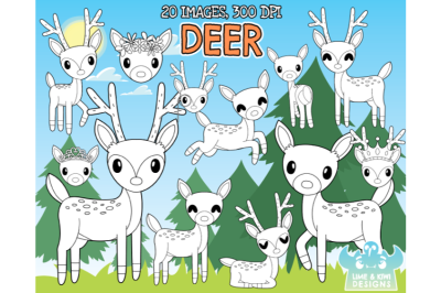 Deer Digital Stamps - Lime and Kiwi Designs