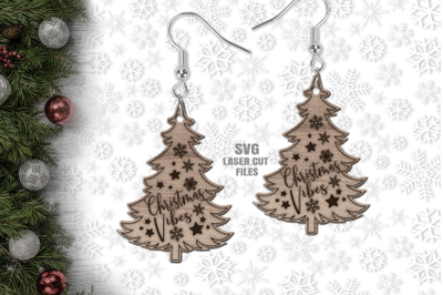 Christmas Tree Earring SVG | Christmas Vibes SVG | Laser Cut Files