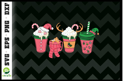 Pink Christmas cup drinks Santa Reindeer