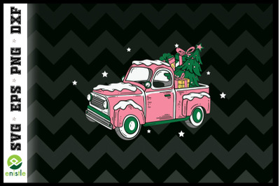 Pink Christmas Truck Tree and Gifts