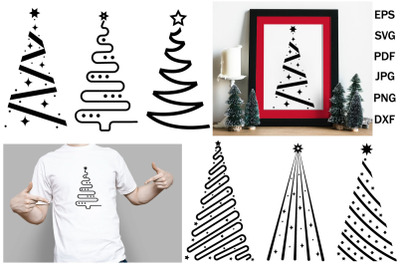 Christmas Tree bundle, svg holiday template, Cutting file