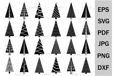 Christmas Tree bundle, svg holiday template, Cutting file