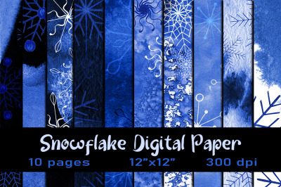10 Snowflake Background Digital Paper Christmas
