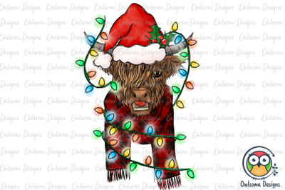 Cow Highland Christmas PNG Sublimation