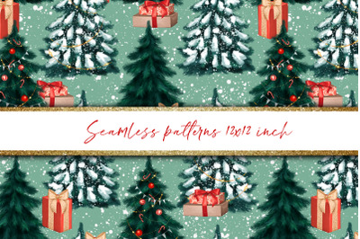 3 Christmas Tree saeamless patterns