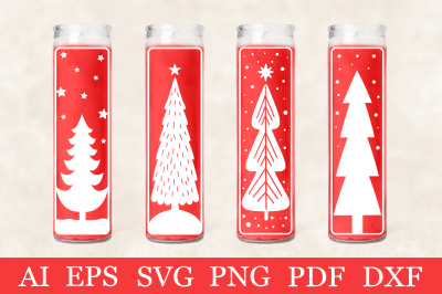 Christmas Candle SVG. Christmas Tree Holiday Candle Design