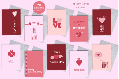 Valentine&#039;s day Cards in Minimalism