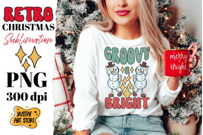 Retro Christmas sublimation design. Groovy &amp; Bright