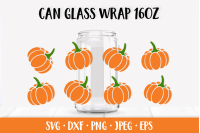 Pumpkin Glass Can Wrap SVG. Thanksgiving Can Glass Full Wrap