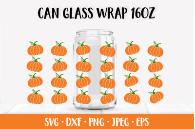 Pumpkin Can Glass Wrap SVG. Thanksgiving Glass Can Full Wrap
