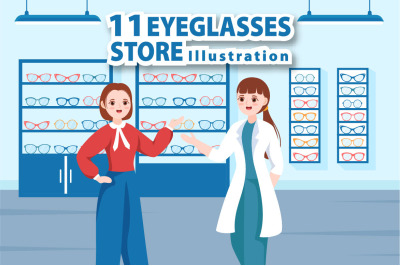 11 Eye Glasses Store Illustration