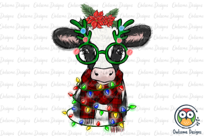 Baby Cow Christmas PNG Sublimation