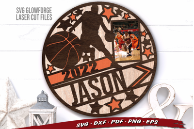 Basketball SVG | Monogram Picture Frame | Laser Cut Files