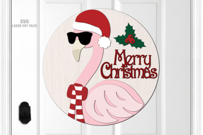 Christmas Flamingo SVG | Christmas Sign SVG Laser Cut Files