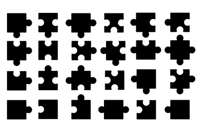 Puzzle pieces. Abstract jigsaw symbols for team game, blank variation