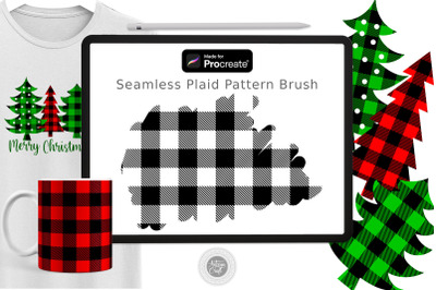 Plaid procreate brush, seamless pattern brush, plaid seamless pattern
