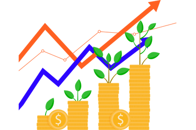 Growth business&2C; rising money&2C; grow seed as coins