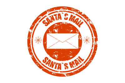 Santa mail rubber stamp with envelope, texture seal