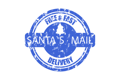 Free and fast service post office rubber stamp by santa mail