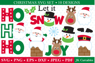 Christmas SVG DXF PNG EPS JPEG, Santa SVG, Rudolph SVG, Snowman SVG