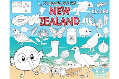 New Zealand/Kiwiana Digital Stamps - Lime and Kiwi Designs