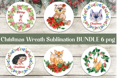 Watercolor Christmas Wreaths clipart, Sublimation bundle PNG