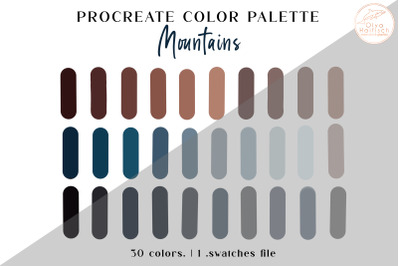Dark Procreate Color Palette. Mountains Color Swatches