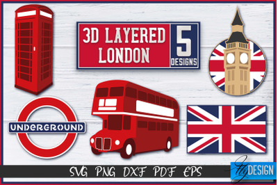 3D Layered London SVG Bundle | Paper Cut Files | Paper London SVG Desi