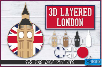 3D Layered London SVG | Paper Cut File | Paper London SVG Design