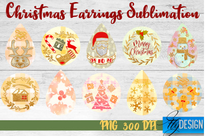 Christmas Earrings Sublimation | PNG Design | Christmas Design