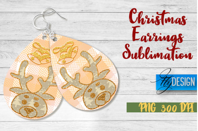 Christmas Earrings Sublimation | PNG Design | Christmas Design