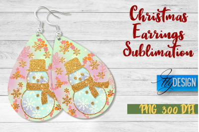 Christmas Earrings Sublimation | PNG Design | Christmas Design