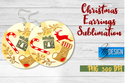 Christmas Earrings Sublimation | PNG Design | Christmas Design