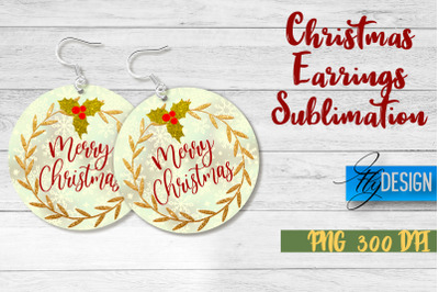 Christmas Earrings Sublimation | PNG Design | Christmas Design