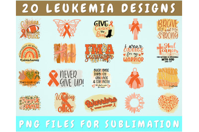 Leukemia Awareness Sublimation Designs Bundle, 20 Designs