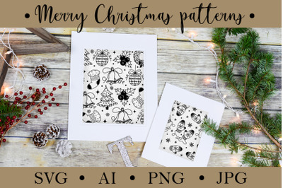 Christmas seamless patterns, winter digital paper SVG
