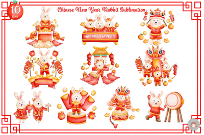 Chinese New Year Rabbit Sublimation set | Rabbit Zodiac 2023
