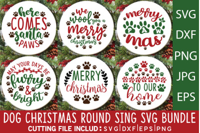 Dog Christmas Round Svg Bundle