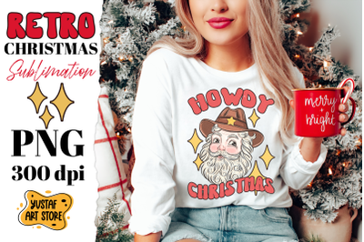 Retro Christmas sublimation design. Howdy Christmas