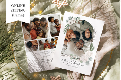 Photo Christmas Card Family Holiday Greeting Card Boho Photo ollage Ca
