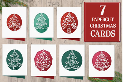 Christmas Trees Papercut Cards 7 SVG cut files